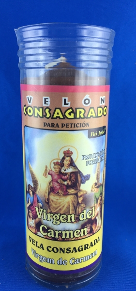 Velon Consagrado Virgen del Carmen 15x5.5 cm ( Incluye Ritual)